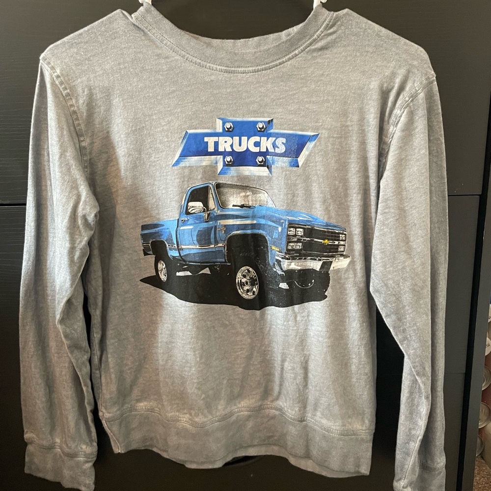 Gray Kids Chevy Truck Graphic Long Sleeve Shirt